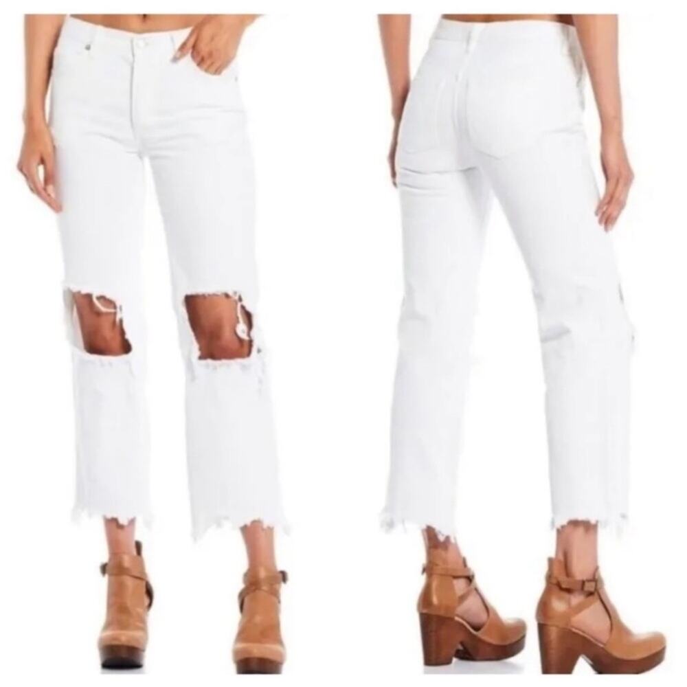 Free People Straight Leg Maggie Mid-Rise Button Fly Jeans 27